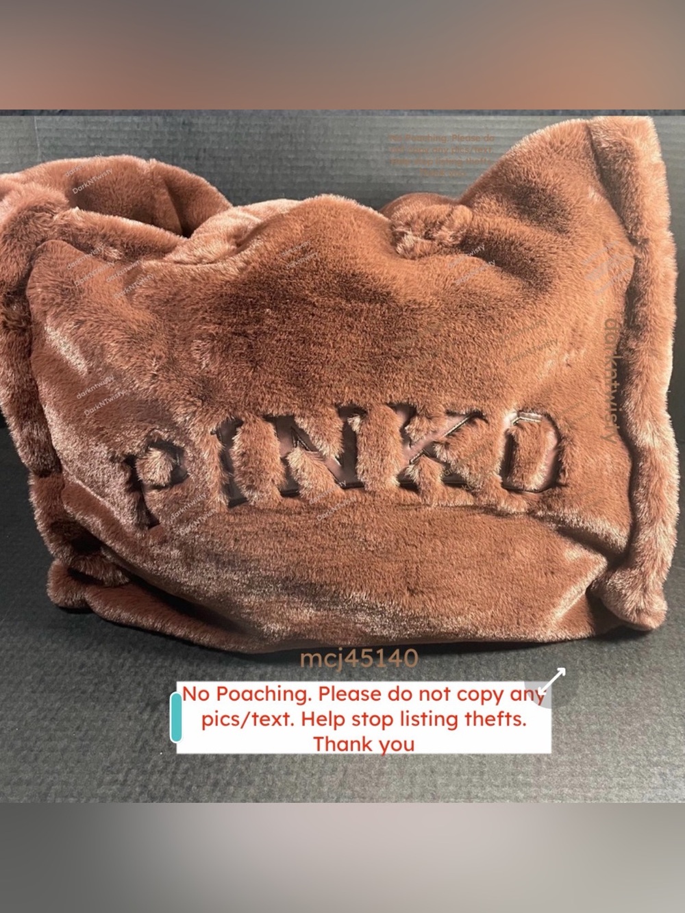 LUSCIOUS GREAT GIFT!! BNWT Pinko Debossed faux fur plush tote brown PRICE FIRM - Picture 3 of 16